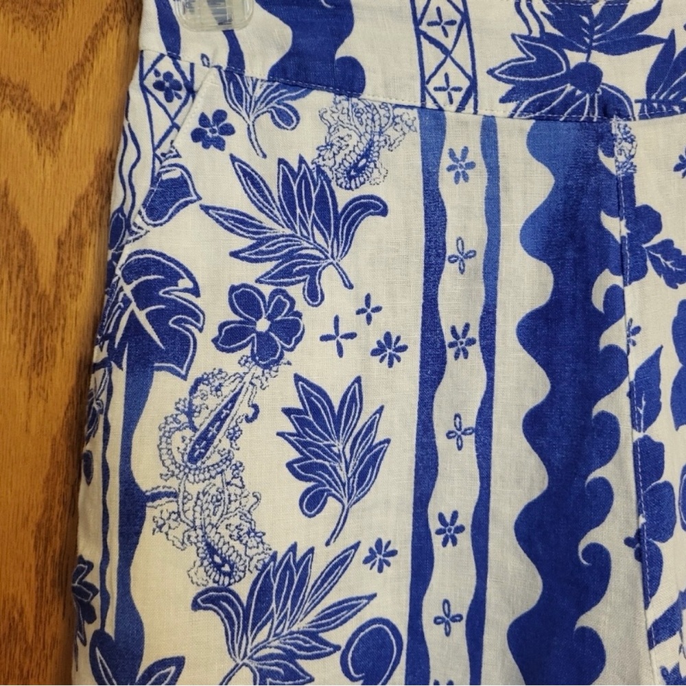 NWOT Joie Blue & White Linen Pant Size Medium - Picture 3 of 6